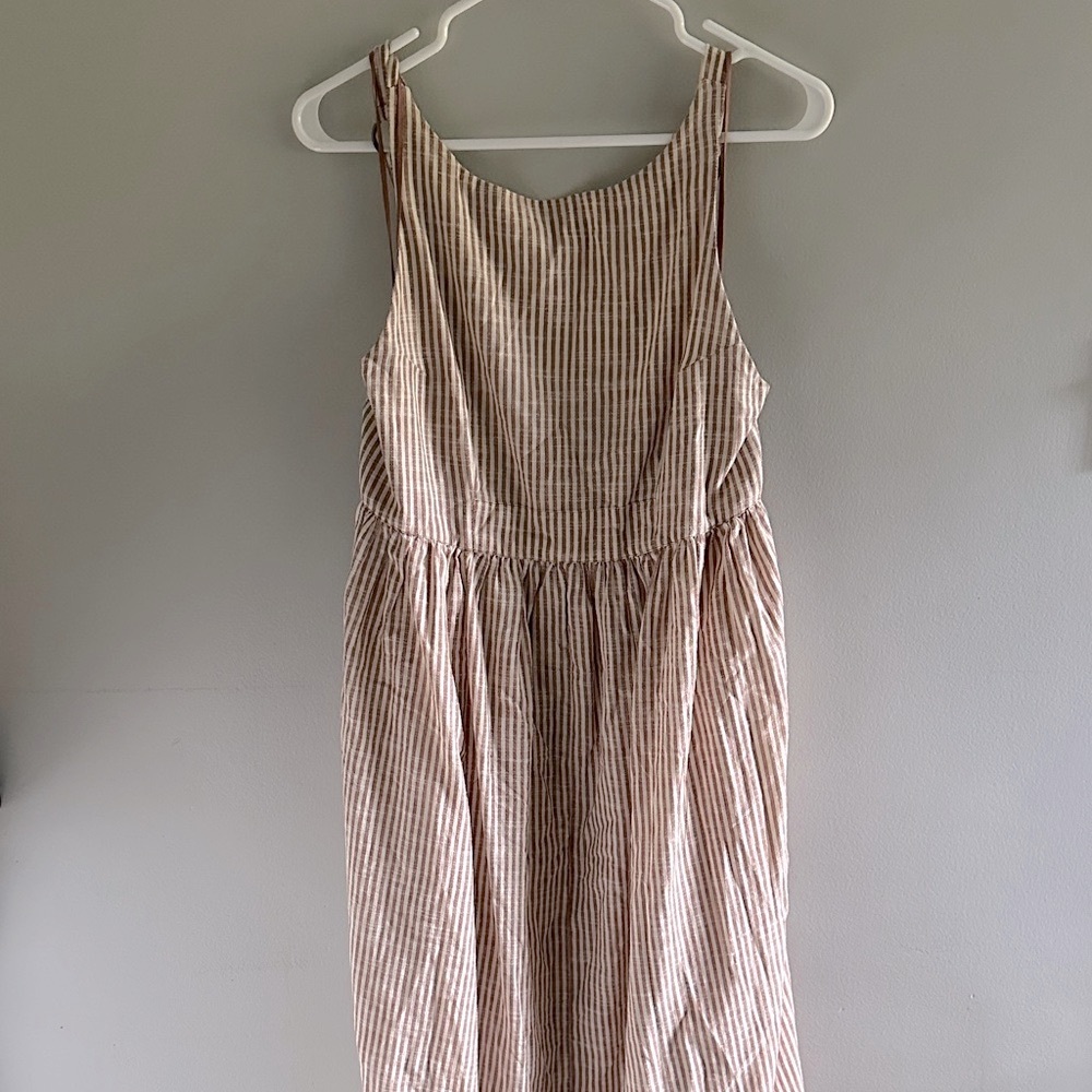 Free People Cream and Brown Striped Maxi Dress